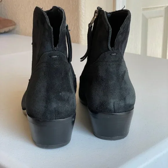 Sam Edelman Peggy Ankle Bootie Womens Size 7M Black Suede Side Zip Stacked Heel - Picture 8 of 10